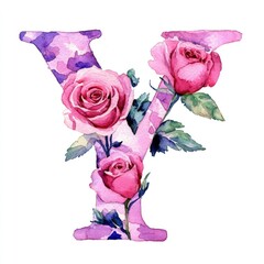 Wall Mural - Watercolor Bouquet Letter Y