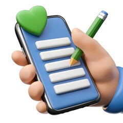 Leinwandbilder - Conceptual 3D Cartoon Image of a Smartphone Checklist Being Reviewed in Hand with a Productivity and Organization Theme  Showcasing Digital Task Management Time Planning and Workflow Solutions