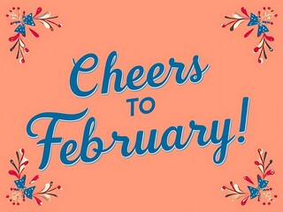 Wall Mural - Cheers To February A Festive Month Greeting