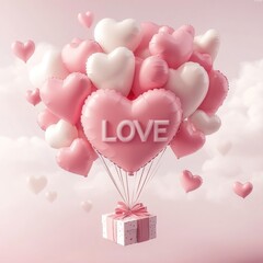 Wall Mural - Pink Love Balloons