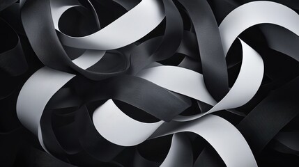 Canvas Print - a black and white image of a series of lines that are twisted and curled