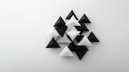 Wall Mural - A wall covered in black and white triangles