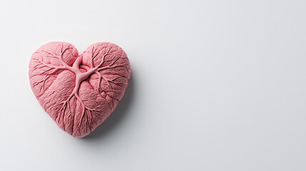 Poster - beautifully detailed pink heart model with visible veins, symbolizing love and health, set against clean white background
