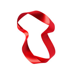 Wall Mural - a single red ribbon is elegantly looped and twisted against a black background creating a visually a