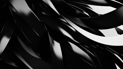 Wall Mural - A black and white image of a long, curvy ribbon