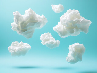 Wall Mural - soft white cotton clouds floating in a bright blue sky, vast open spaces