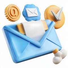 Aufkleber - Vibrant and modern 3D email marketing featuring cloud storage contacts and automation icons
