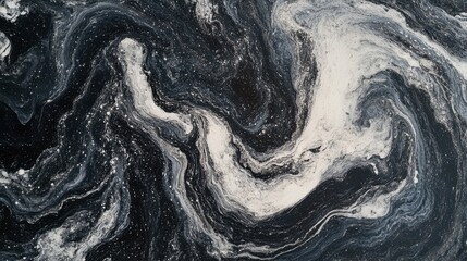 Poster - A black, white, and gray grainy, noisy background with an abstract swirl pattern. 