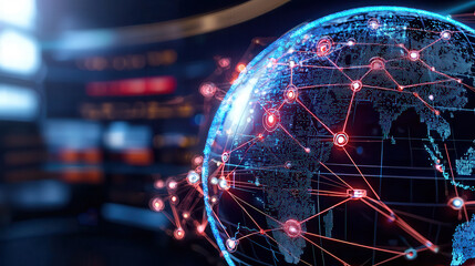 Aufkleber - digital globe with interconnected lines representing global connectivity and technology. vibrant colors and intricate details evoke sense of innovation and modernity