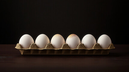 Aufkleber - Fresh eggs arranged in carton, showcasing their smooth white shells and subtle variations. This high detail photograph captures simplicity and beauty of these natural products