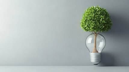 Aufkleber - creative light bulb with tree growing inside symbolizes sustainability and innovation. This unique design merges nature and technology, promoting eco friendly ideas