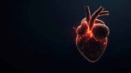 Leinwandbilder - High resolution 3D visualization of human heart beating, showcasing intricate details and glowing elements, symbolizing life and vitality