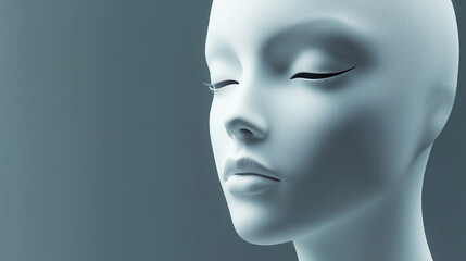 Poster - soft 3D face mask with bright natural lighting, showcasing serene features and smooth texture. minimalist design emphasizes tranquility and elegance