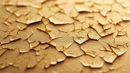 Poster - Peeling paint texture in golden tones, showcasing reflective high end finish. intricate cracks and layers create visually striking pattern
