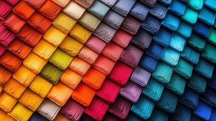 Aufkleber - Vibrant color palette showcasing textured paint swatches in various shades, creating visually appealing display of hues and tones