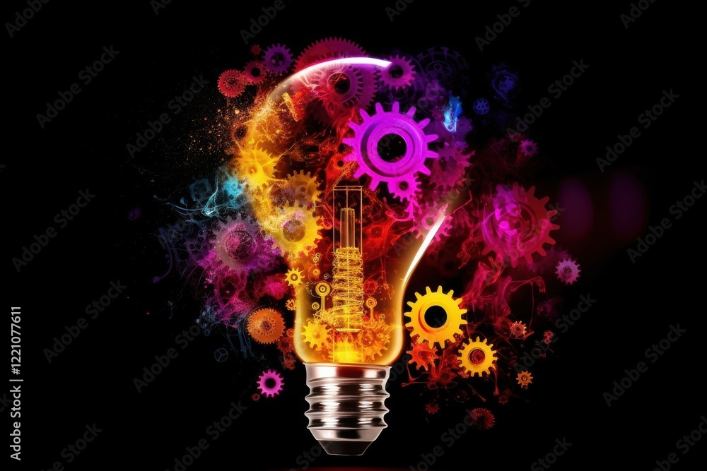 Light bulb with gears inside it symbolizing innovation ideas and ...