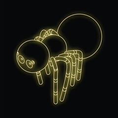 Wall Mural - Yellow neon spider is crawling on a black background