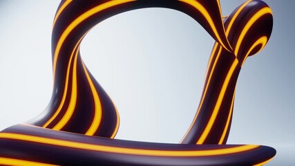 Wall Mural - vibrant and dynamic abstract 3d ribbon, brush stroke design element twisted on soft gradient backgro