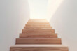 © sathon - Wooden staircase ascending towards a bright business goal, warm tones, 3D illustration,