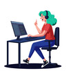 © Bu_blick - Female Programmer Coding on Computer - Flat Illustration