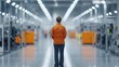 © AiAbstract - Worker in Safety Gear Observes Industrial Facility with Bright Lighting and Machinery Ready for Operations