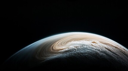 Wall Mural - planet spinning in space with a stunning cloud formation and dark background showcasing the beauty o