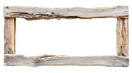 Poster - A rustic rectangular frame constructed from weathered grey and brown wooden planks, ideal for various design purposes.