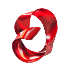 Wall Mural - A digitally created image showcases a red ribbon twisted into an abstract swirl against a black backdrop.