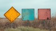 © Thongchanh - Rusty warning signs along a rural road landscape photography unkempt surroundings empty viewpoint