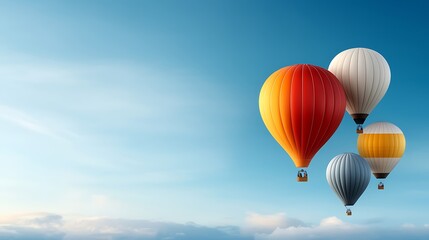 a colorful hot air balloon festival with balloons floating in a clear blue sky. ultra-realistic, pho