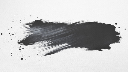 Poster - A black brush stroke on a white background. brush stroke is thick and bold, creating a sense of movement and energy. black color of the brush stroke contrasts with the white background