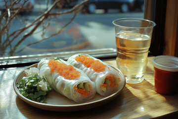 Poster - Spring Rolls Served On A Table