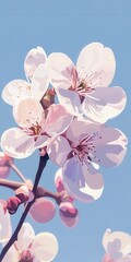 Wall Mural - Blossoming cherry flowers against a clear blue sky