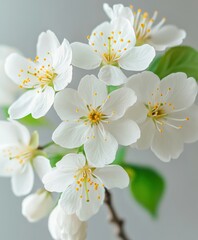 Wall Mural - White cherry blossoms blooming on a spring day