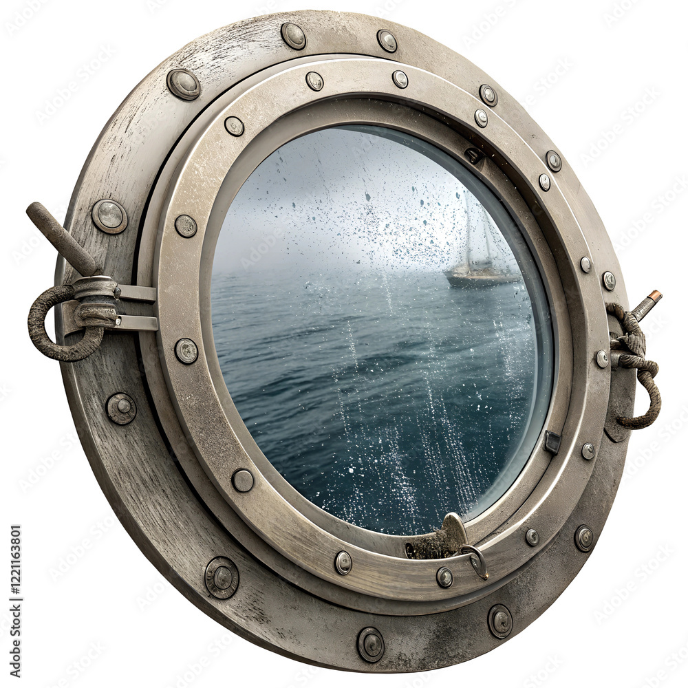 Boat ship porthole isolated on transparent background round maritime ...