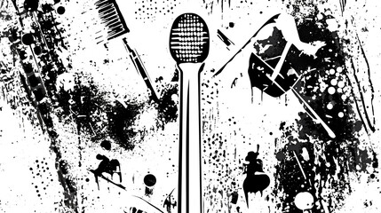 Poster - Abstract Grunge Splash of Ink and Paint in Monochrome Dramatic Expressionistic Background