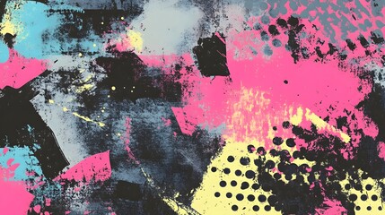 Aufkleber - Bold and Vivid Abstract Painting with Dynamic Colorful Splashes and Brush Strokes