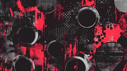 Leinwandbilder - Dramatic Red and Black Abstract Grunge Texture Background