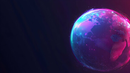 Global network connection, futuristic earth, dark space background, technology concept