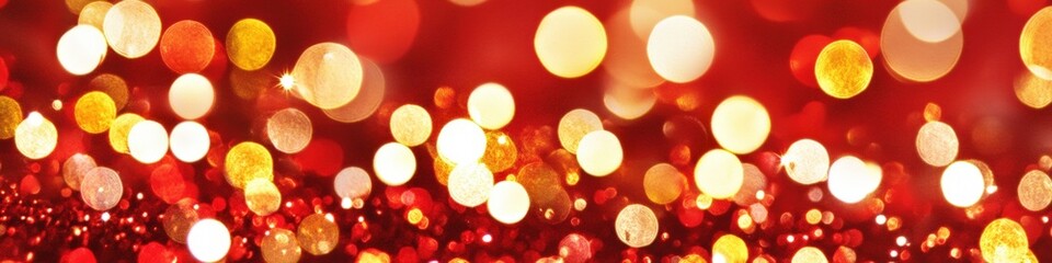 Sticker - festive glittering lights on a crimson background for celebratory themes and promotions.