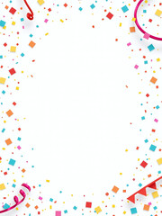 Wall Mural - A Vibrant White Background Is Set Against A Backdrop Of Colorful Confetti And Festive Streamers At The Lively Carnival Scene. 00002