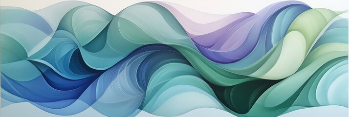 Wall Mural - abstract waves in soft pastel tones: fluid motion and serenity in colorful flowing forms.