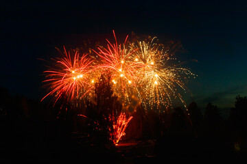 Wall Mural - Colorful fireworks lights on the night sky background