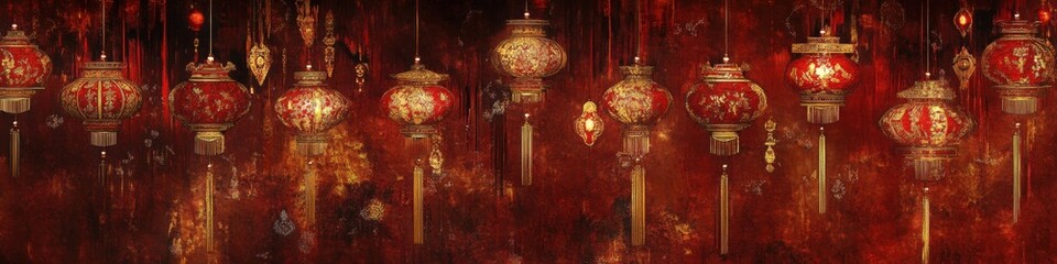 Canvas Print - beautiful chinese lanterns illuminating a festive night sky, capturing the essence of tradition, cul