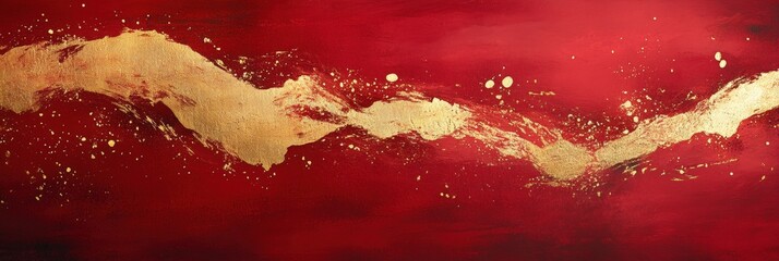 Wall Mural - abstract red and gold background with fluid shapes and textures for artistic projects and creative d