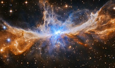 Wall Mural - an ethereal cosmic background with swirling nebulae, stars, and vibrant colors.