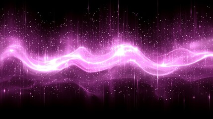 Aufkleber - Vibrant waves of purple light illuminate a cosmic landscape, creating an ethereal atmosphere filled with shimmering stars and dynamic energy