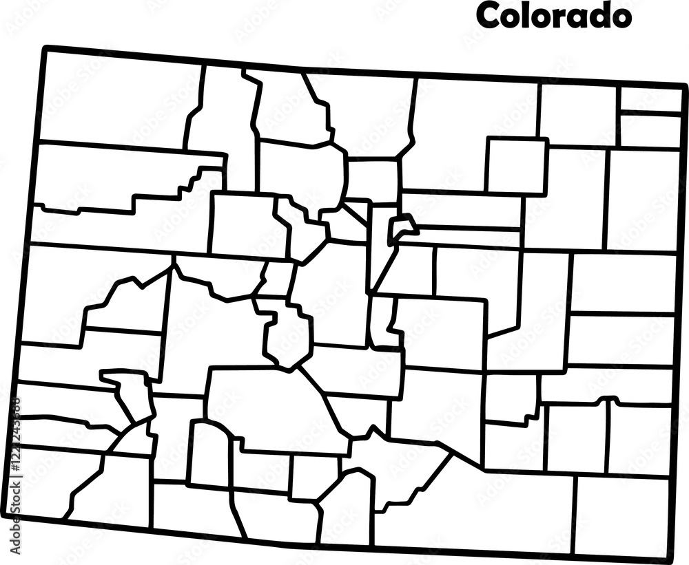 Colorado USA political map black outline Stock Illustration | Adobe Stock