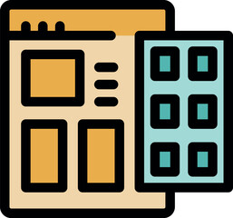 web design software is generating a modern website layout, incorporating content blocks and a grid s