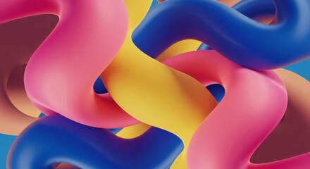 Geometric Abstract: A captivating and colorful geometric abstract that blends smooth, vibrant curves and forms. The composition is dynamic and modern.